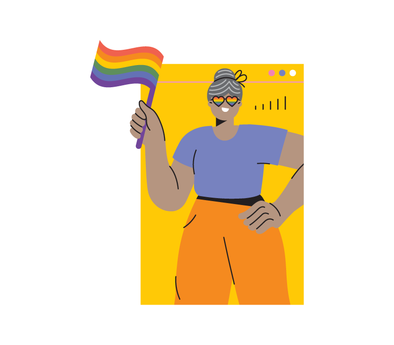 Illustration of woman holding a flag